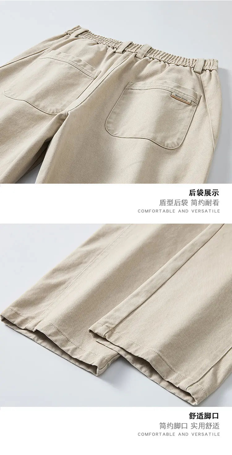 men fashion casual retro pure cotton straight elastic waist plus size loose denim jeans pants man cityboy streetwear trousers unique jeans style 2127