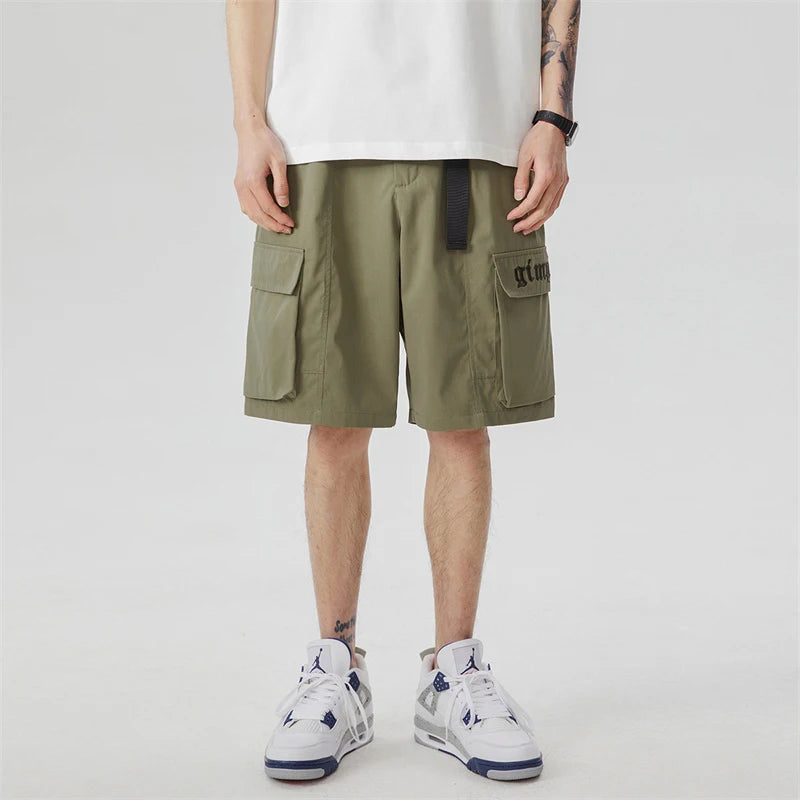 summer new american retro cargo shorts for men casual multi pocket baggy y2k shorts streetwear hip hop embroidery short cargo baggy cargo bottoms