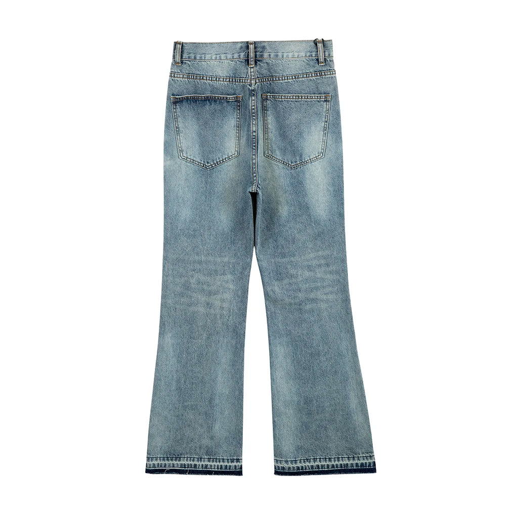 Frayed Hole Damaged Washed Blue Baggy Jeans for Men Y2k Streetwear Straight Casual Denim Trousers Ropa Hombre Loose Cargo Pants Street King Limited