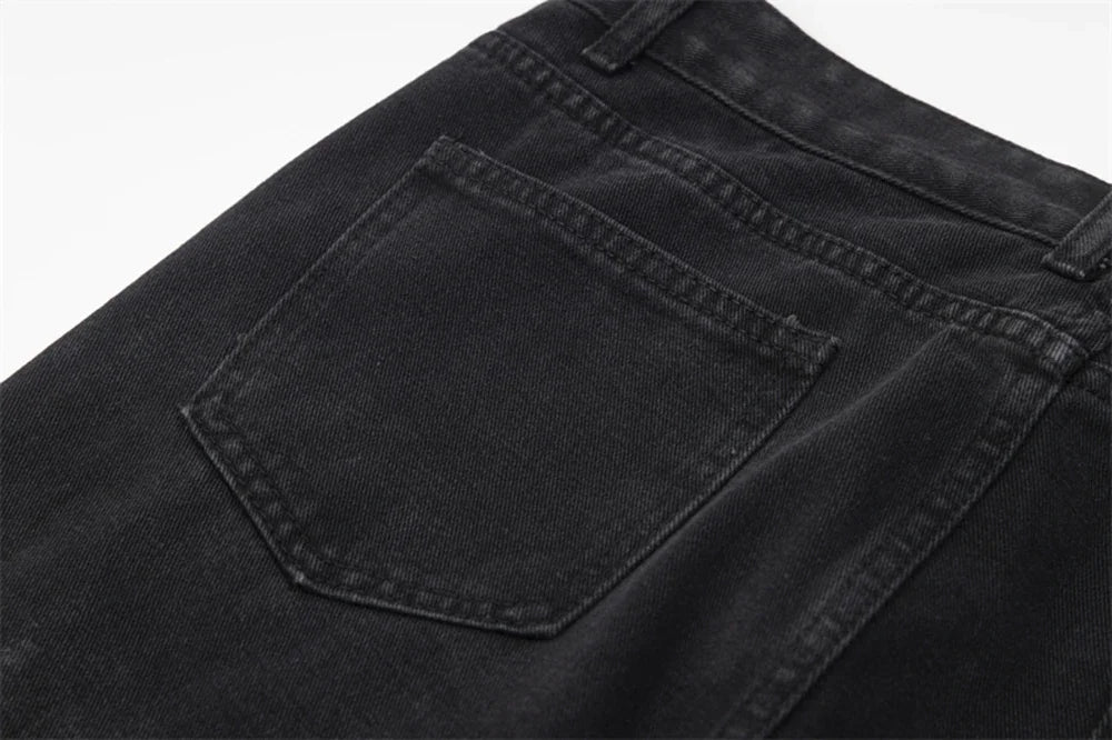 detachable button black washed baggy jeans for men straight harajuku ropa hombre loose denim trousers oversized cargo pants 1 unique cargo style 1151