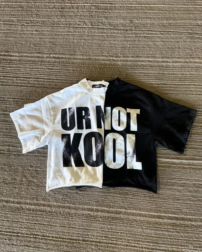 Hip-hop Rock Gothic Punk Fashion Letter Printed Cotton Top Men Y2k Street Casual Round Neck Loose Oversized Short-sleeved Women Street King Limited