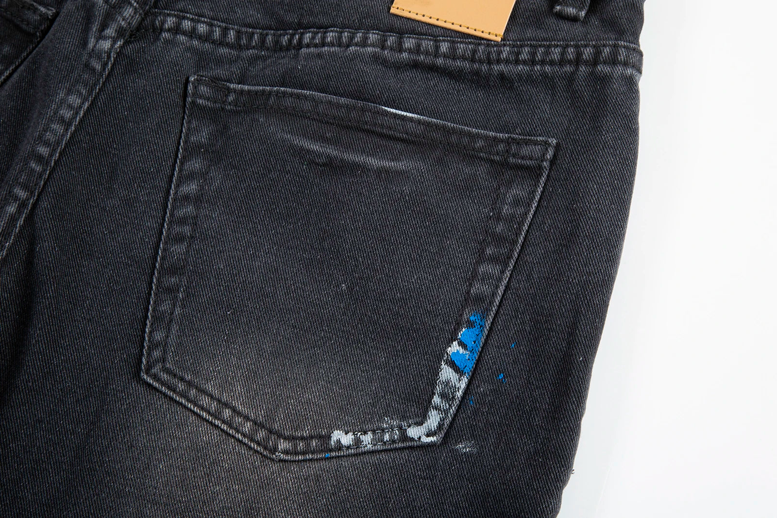 Feet Ink Painted Washed Black Jeans for Men Straight Retro Baggy Casual Cargo Pants Pantalones Hombre Oversized Denim Trousers Street King Limited