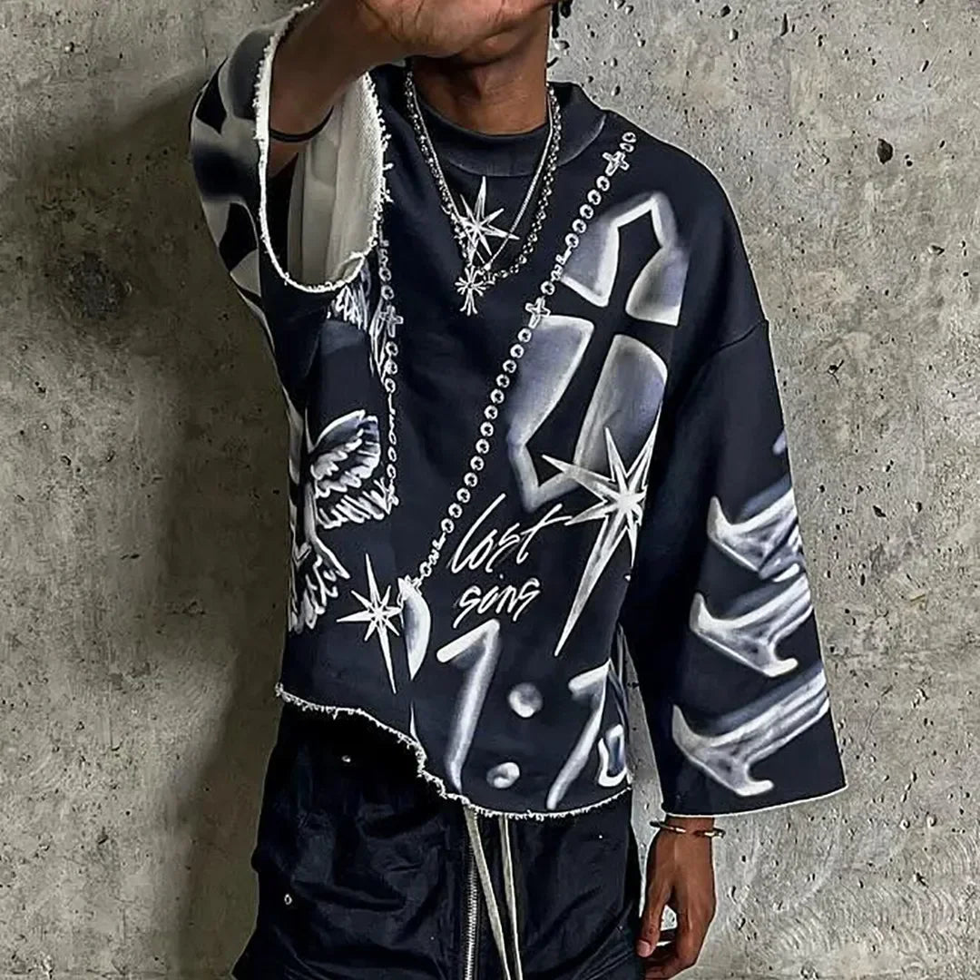 Retro Y2k New Hip Hop Punk Graffiti Design Pattern Printed T Shirt Mens and Womens Harajuku Gothic Oversized Short Sleeved Tops Street King Limited