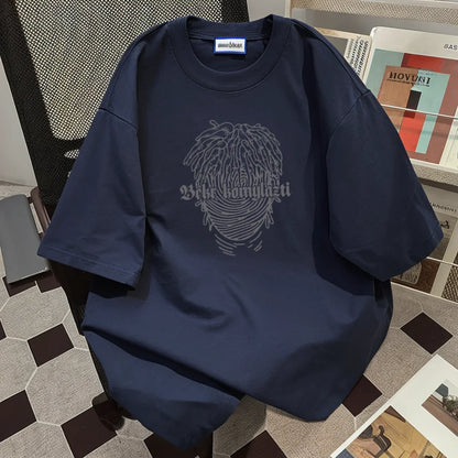 Summer New Trendy Men and Women Hip Hop Personalized Printed Round Neck Short Sleeve American Couple Loose Casual T-shirt Top Street King Limited