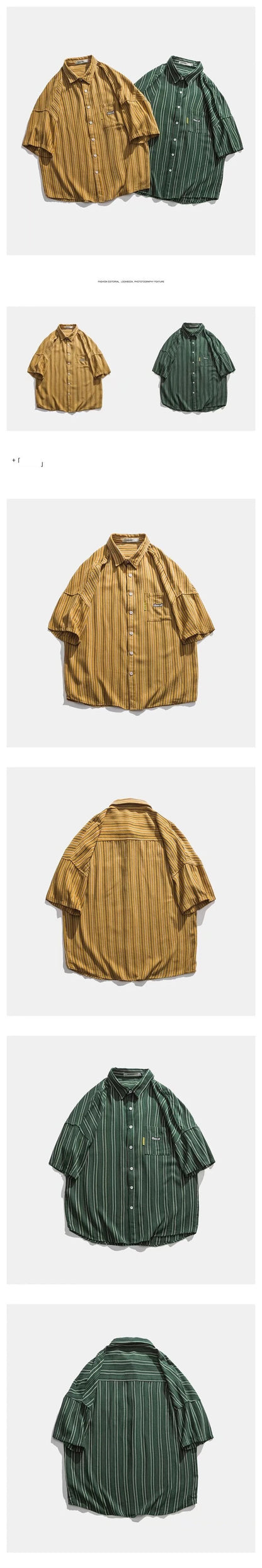 Streetwear Summer Mens Vintage Striped Shirts Letter Print Short Sleeve Casual T 2024 Summer Mens Vintage Striped Shirts Letter Print Short Sleeve Casual T Shirt Clothing Y2K Streetwear Loose Social Camisas Fashion Sweater Jacket With Graphic Design For Men