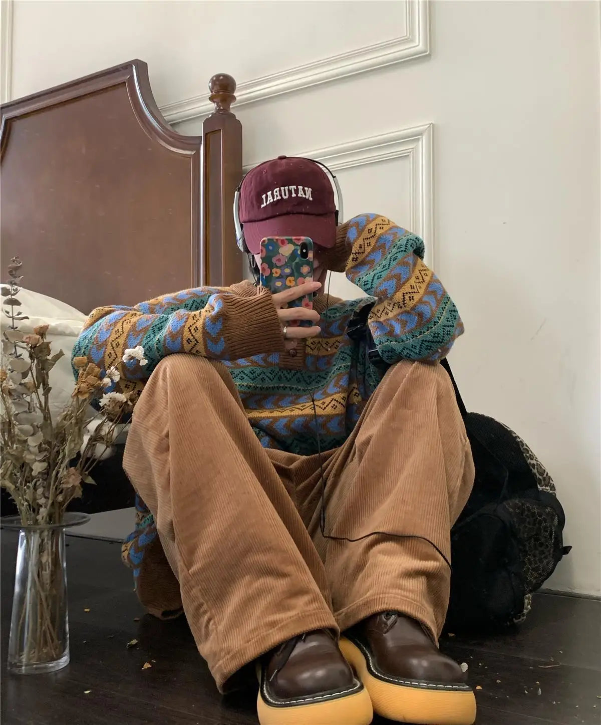 American autumn and winter men and women trendy personality lazy sweater couple loose retro casual round neck Harajuku knitted Street King Limited