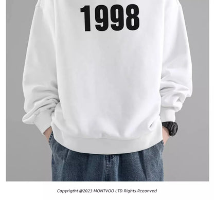 Trendy Korean Personality Simple Retro Sweatshirt for Boys 2024 New Spring and Autumn Ins American Sports Personality Youth Tops Street King Limited