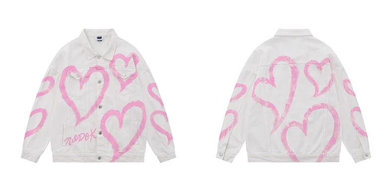 y2k heart graffiti printed denim jackets mens fashion unisex long sleeve coats outerwear hip hop casual streetwear jeans jackets unique jeans style 3537