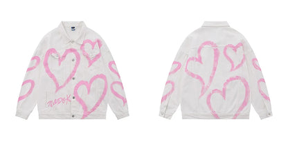 y2k heart graffiti printed denim jackets mens fashion unisex long sleeve coats outerwear hip hop casual streetwear jeans jackets unique jeans style 3537