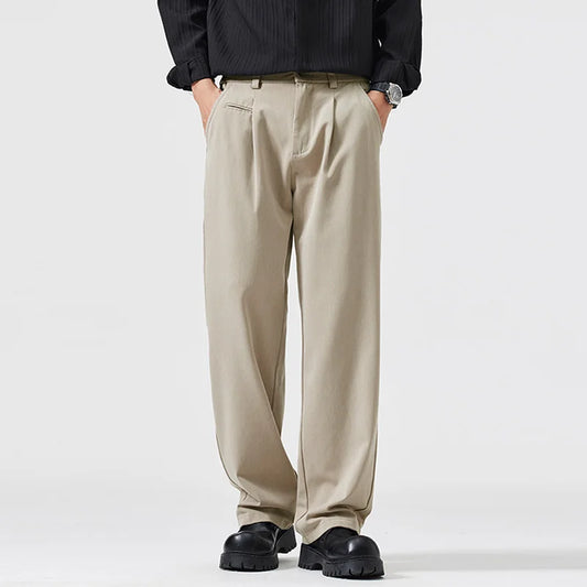simple casual pants mens spring autumn loose fashion straight wide leg plus size pants cityboy streetwear trousers relaxed fit trousers