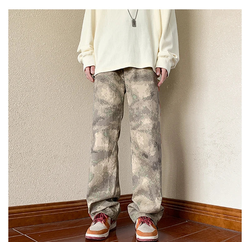 2023 outdoor side zipper camouflage baggy men cargo tracksuit pants overalls hip hop women sport long trousers spodnie dresowe unique cargo style 4075