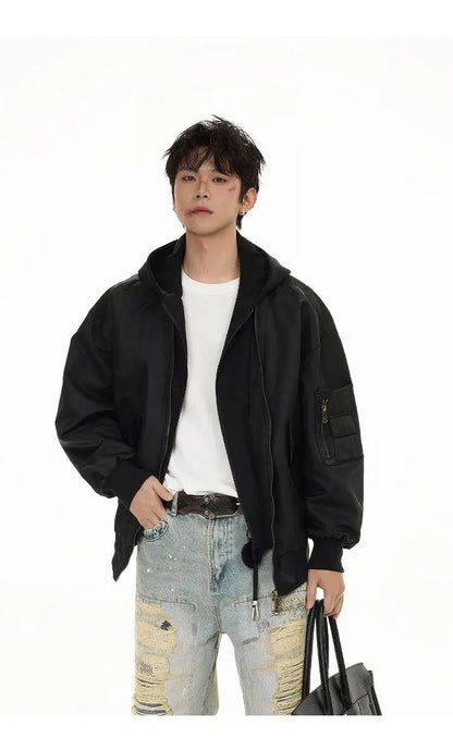 splice hat flight jacket men women streetwear fashion loose casual short hooded bomber jacket couple hoody coat outerwear unique shorts style 628