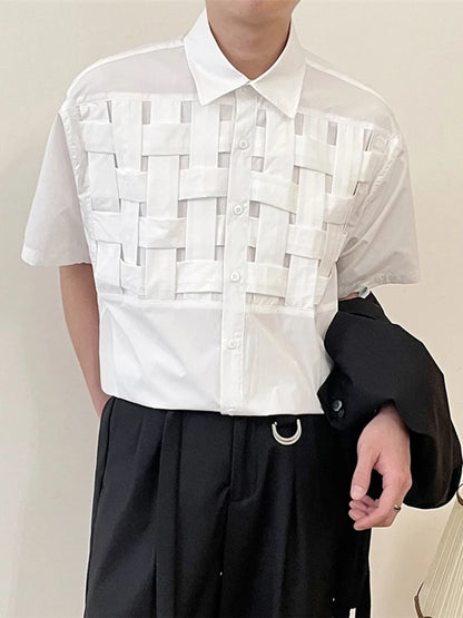 Streetwear Summer High Street Knitting Short Sleeve Mens Shirts Luxury Social Sol Summer High Street Knitting Short Sleeve Mens Shirts Luxury Social Solid Shirt Korean Fashion Y2K Clothes Camisas De Hombre Fashion Sweater Jacket With Graphic Design For Men