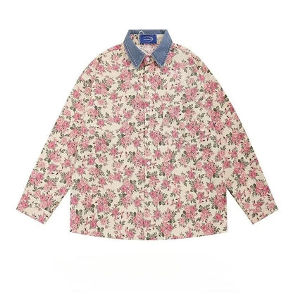 mens shirt jacket spring 2024 high street fashion single breasted coats lapel patchwork loose unisex american casual tops unique default style 1698