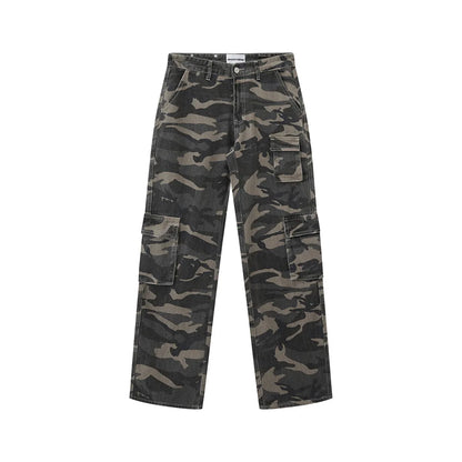 vintage pockets camouflage denim pants men jeans hip hop streetwear military cargo pants military streetwear pants