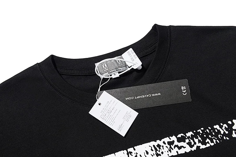 C.E T-shirts Men Woman Good Quality Cotton Casual Loose Vintage Abstract Face Printing Summer O-Neck CAVEMPT Top Tee Street King Limited