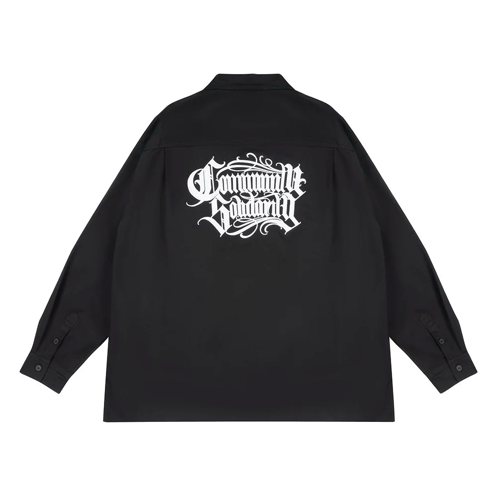Neck Letter Embroidery Vintage Black Shirts for Men and Women Lapel Streetwear Baggy Camisas Y2k Ropa Hombre Casual Clothing Street King Limited