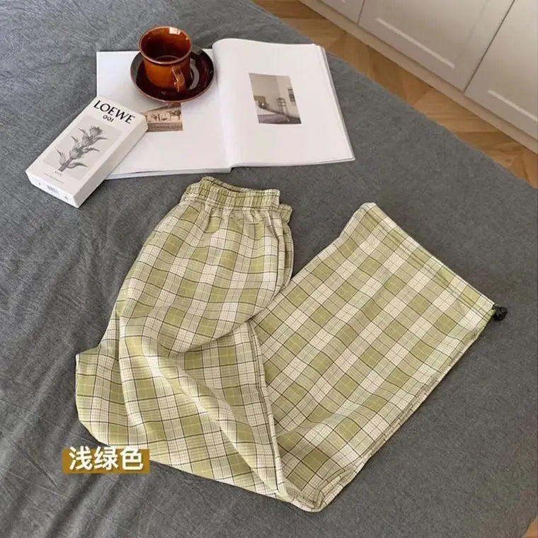 Checkered Pants Plaid Women's Free Shopping Loose Straight Wide-leg Wild Straight Casual Plaid Street King Limited