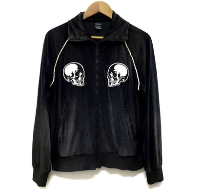 new 2023 luxury men skull head velour skull number nine embroidered bomber coats jackets down coats cotton warm winter 36 relaxed fit trousers