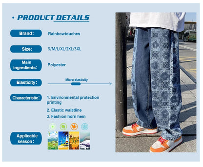 rainbowtouches bandana paisley pants mens high street color matching full print straight hip hop retro legged casual pant unisex unique default style 676