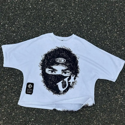 Harajuku big lips graphic t shirts loose y2k tops gothic pop oversized t shirt couples 2024 new sweatshirt goth men clothing Street King Limited