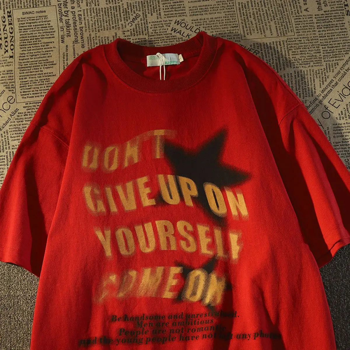 Heavy cotton short-sleeved T-shirt men's spring and summer loose European and American style high street hiphop T-shirt tops emo Street King Limited