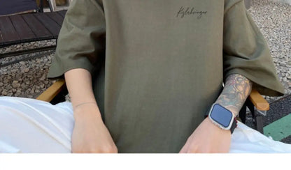 Loose American retro dark green t-shirt men's trendy summer short-sleeved European and American high street half-sleeved tops Street King Limited