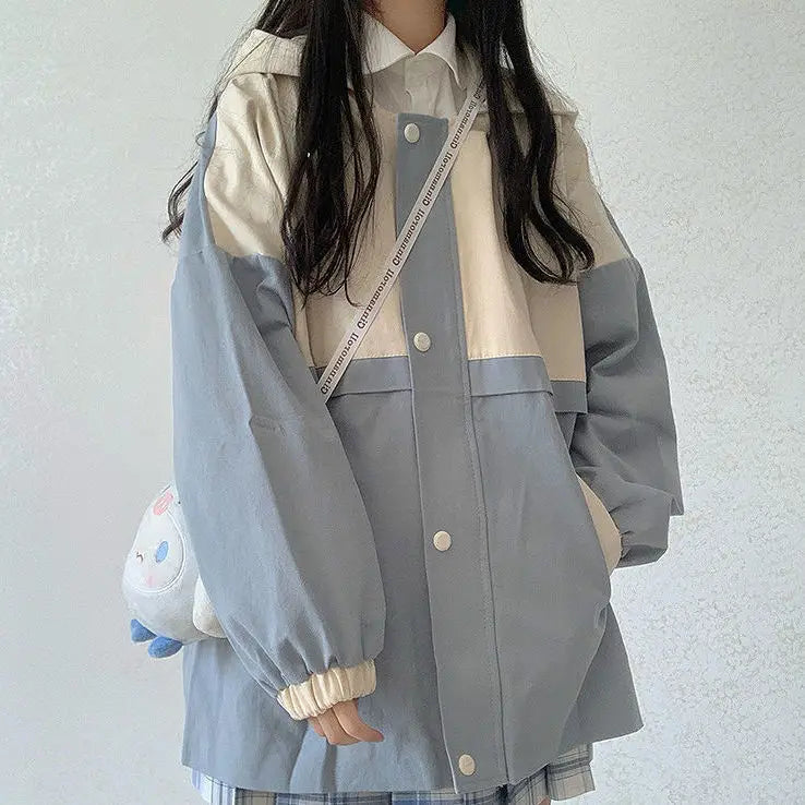 s 3xl basic jackets women patchwork design all match preppy style casual outerwear with hat daily harajuku streetwear clothing unique default style 4627