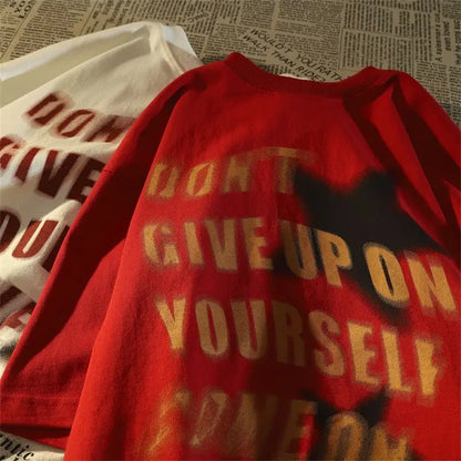 Heavy cotton short-sleeved T-shirt men's spring and summer loose European and American style high street hiphop T-shirt tops emo Street King Limited