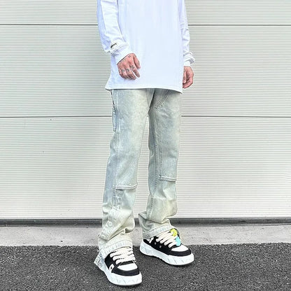 y2k side buckle washed cleanfit baggy pencil jeansfor men streetwear vibe style pantalones hombre loose casual denim trousers unique jeans style 1455