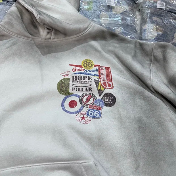 24AW do dirty damage print fleece hoodie Street King Limited