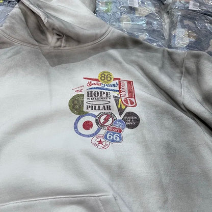 24AW do dirty damage print fleece hoodie Street King Limited