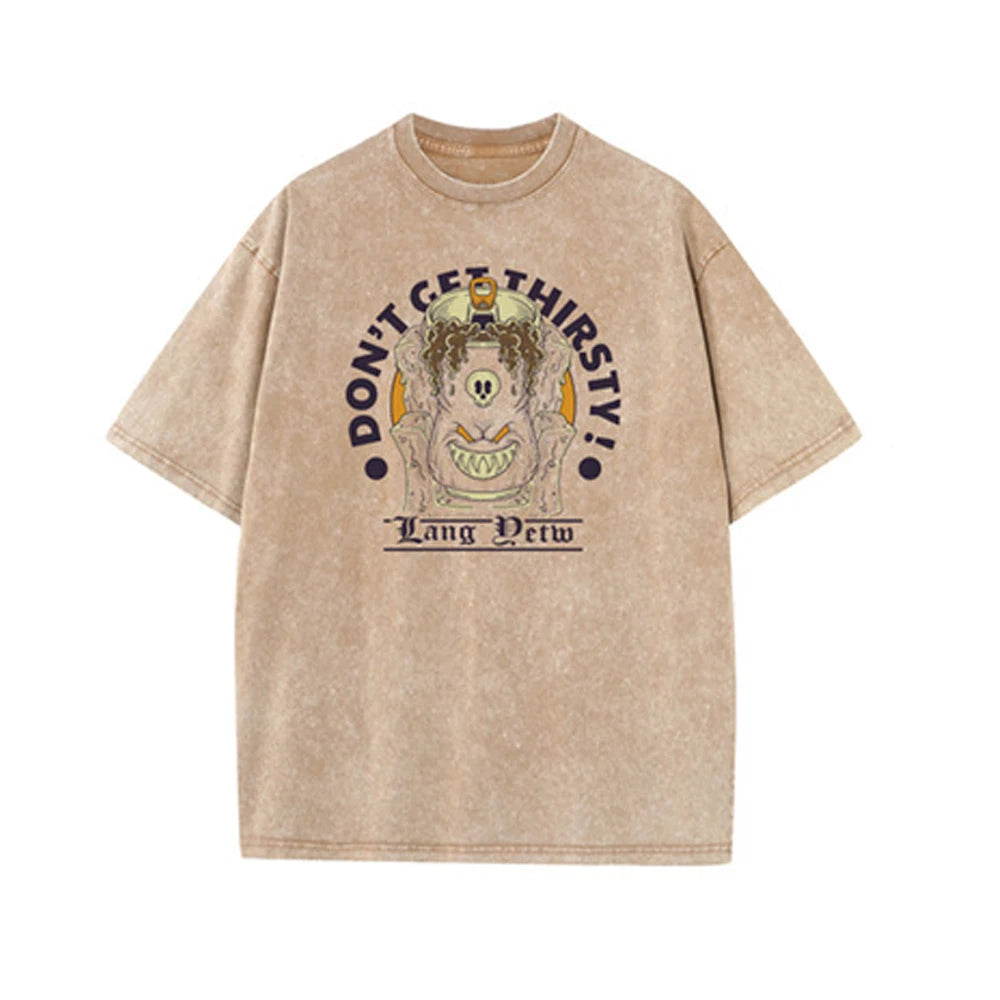 270g Heavyweight American Washed And Distressed Trendy Brand Loose Short-Sleeved T-Shirt For Men In Summer New Street Cotton Street King Limited