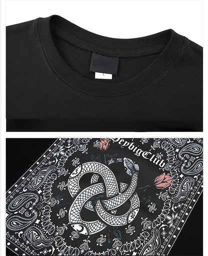 Hip Hop Streetwear T Shirt Paisley Graphic Print Harajuku T-Shirt 2023 Mens Cotton Long Sleeve Tshirt Loose Oversized Streetwear Street King Limited