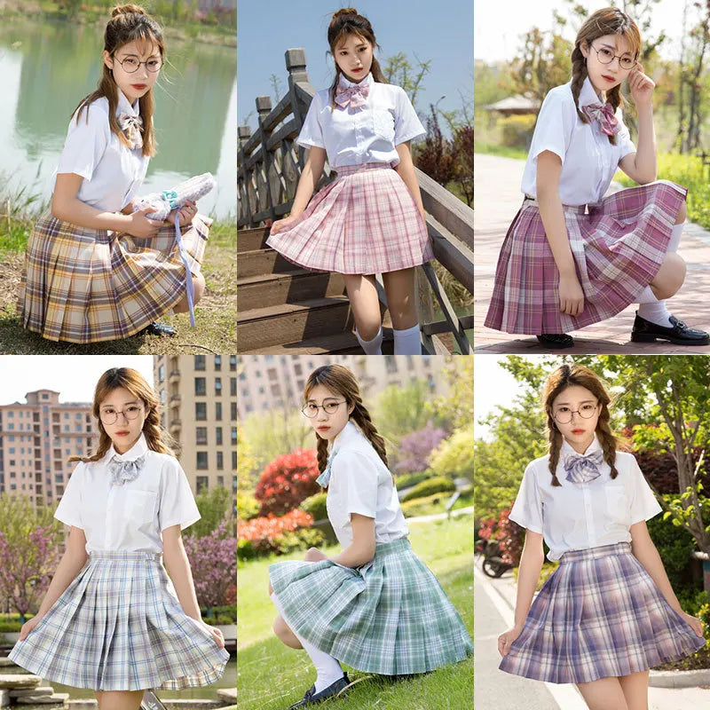 Jk Uniforms Gyaru School Uniform for Girl Student Pleated Skirt Uniform Set Women Short Sleeve Bow Tie Seifuku Japanese Style Street King Limited