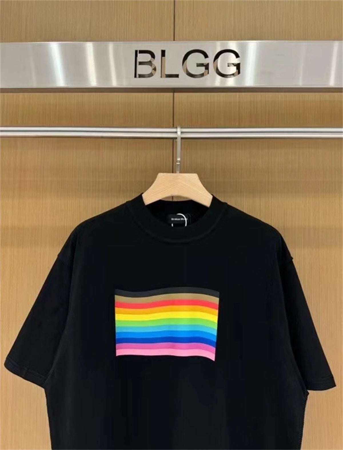 24SS BALCG style rainbow flag logo printed reverse sewn pure cotton Oversized loose short sleeved T-shirt Tops For Summer Street King Limited
