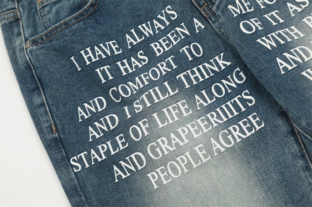 blue baggy jeans men letter printed straight denim pants fashion jeans male streetwear hip hop y2k loose trousers unique jeans style 4091