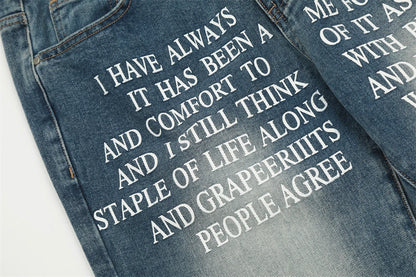 blue baggy jeans men letter printed straight denim pants fashion jeans male streetwear hip hop y2k loose trousers unique jeans style 4091