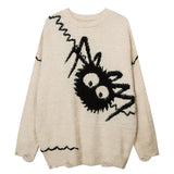 Men's Spider Pattern Knitted Sweater Harajuku Vintage Hip Hop Plush Pullover Oversized Loose Fashionable Casual Jumpers Unisex Street King Limited