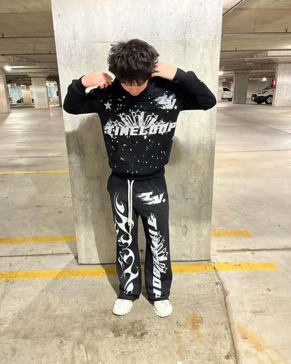 Y2K women's clothing hoodies set Sweater long sleeved pullover top vintage oversize streetwear Gothic dark print pattern 2024 Street King Limited