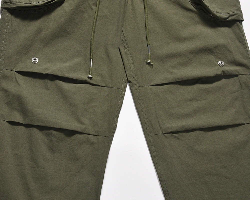 y2k high street multi pockets pleated drawstring cargo pants for men straight pantalones hombre baggy trousers oversized unique cargo style 773