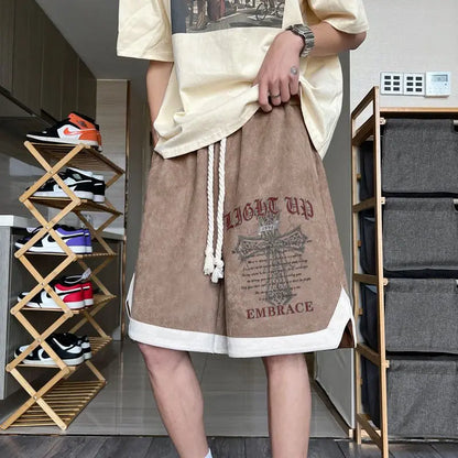 high street hip hop men and women summer personalized capris american trendy letter printing loose sports casual shorts y2k unique shorts style 4601