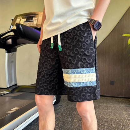 summer foam print shorts men y2k streetwear pleated baggy bermudas para hombre hip hop fashion vintage casual short pants relaxed fit shorts