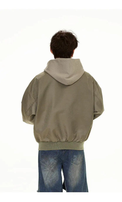splice hat flight jacket men women streetwear fashion loose casual short hooded bomber jacket couple hoody coat outerwear unique shorts style 623