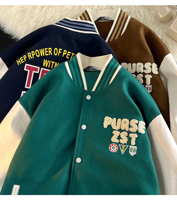 bomber jacket men women high quality suede fabric ins hip hop streetwear varsity jackets new brand baseball coat unique default style 5114