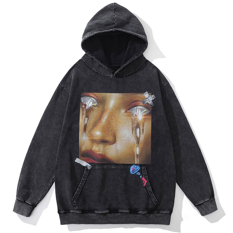 "Long Tears" Unisex Men Women Streetwear Graphic Hoodie Daulet Apparel