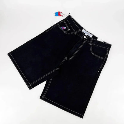 Hip Hop Wexwear Letter Embroidery Graphic Shorts Harajuku Streetwear Y2k Black Jeans Denim Baggy Gym Skate Shorts Men Clothing Street King Limited