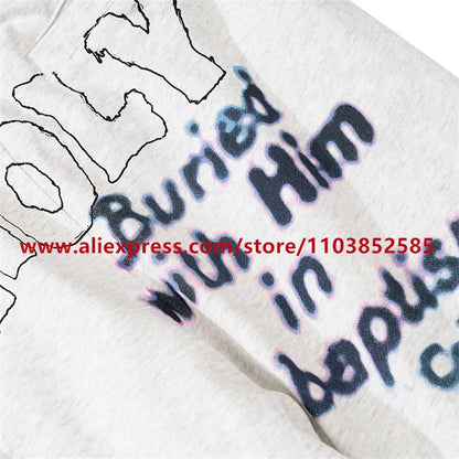 2024 autumn winter vintage casual sports pants mens letter illustration printed loose drawstring leg strap high street hip hop unique default style 1625