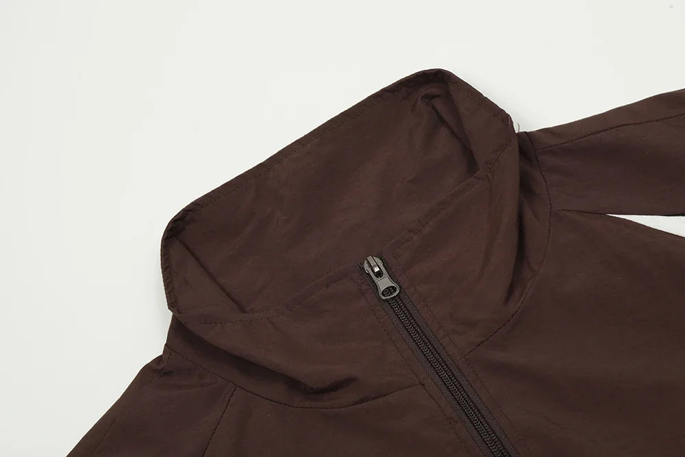 high street contrast color sunscreen clothes mens and womens summer thick fabric breathable casual baggy jacket oversized unique default style 6145