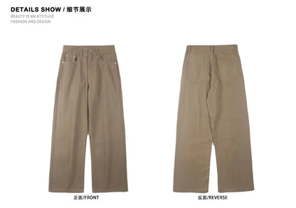 men solid color denim wide leg straight streetwear fashion loose casual jeans pants women y2k jeans trousers unique jeans style 1707